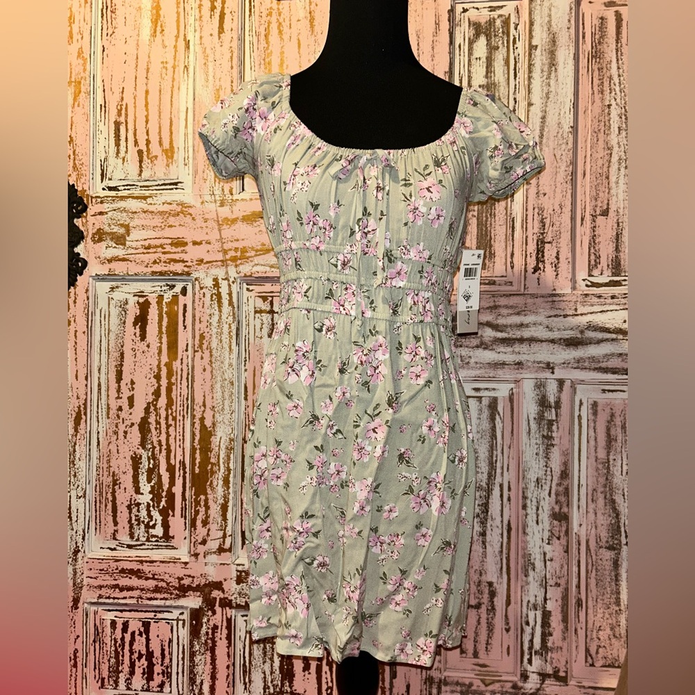 Kingston grey Floral Midi Dress in Green and Pink